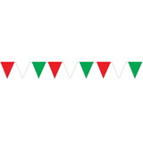 Beistle 50707 Red, White & Green Pennant Banner, all-weather; 12 pennants/string, 11