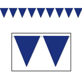 Beistle 50708-B Blue Pennant Banner, all-weather; 12 pennants/string, 11" x 12'