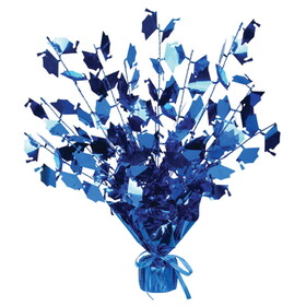 Beistle 50807-B Graduate Cap Gleam 'N Burst Centerpiece, blue, 15"