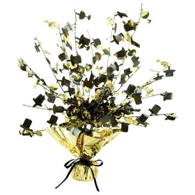 Beistle 50817BKGD Champagne Glass & Top Hat Centerpiece, black & gold, 15"