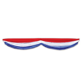 Beistle 50948 Patriotic Fabric Bunting, red, white, blue; w/adjustable drawstrings, 5' 10"