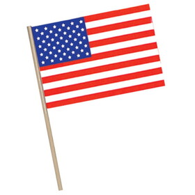 Beistle 50965 American Flag - Plastic, w/7&#189; wooden stick, 4" x 6"