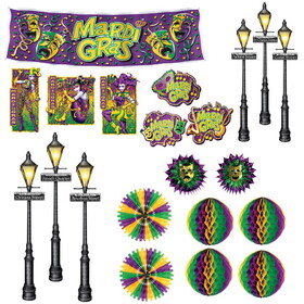 Beistle 52046 Mardi Gras Decor & Street Light Props, insta-theme, 8"- 46"