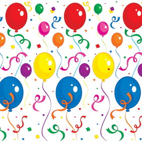 Beistle 52052 Balloons & Confetti Backdrop, insta-theme, 4' x 30'