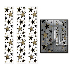 Beistle 52145-BKGD Star Party Panels, black & gold, 12" x 6'