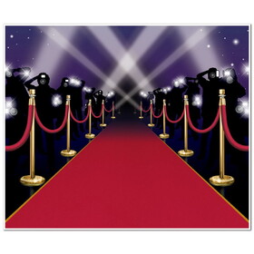 Beistle 52150 Red Carpet Insta-Mural Photo Op, complete wall decoration, 5' x 6'