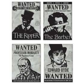 Beistle 52187 Sherlock Holmes Wanted Sign Cutouts, 15&#188;"