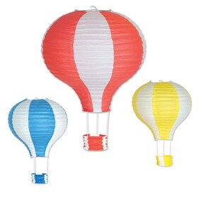 Beistle 52324 Hot Air Balloon Paper Lanterns, 2-16" & 1-22"