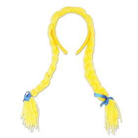 Beistle 52325 Pigtail Braids, attached to snap-on headband