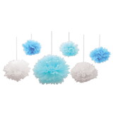 Beistle 53309 Tissue Fluff Balls, blue & white; 3-9 , 2-12 , 1-16 , Asstd