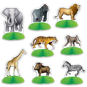 Beistle 53374 Jungle Safari Animal Mini Centerpieces, 3"-5&#189;"