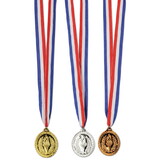 Beistle 53401 Gold, Silver & Bronze Medals w/Ribbon, 30