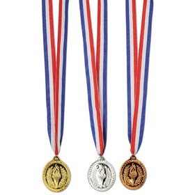 Beistle 53401 Gold, Silver & Bronze Medals w/Ribbon, 30" w/2" Medal
