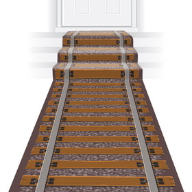 Beistle 53413 Railroad Track Runner, prtd runner w/double-sided tape; indoor & outdoor use, 24" x 10'