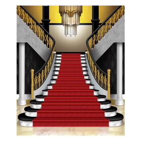 Beistle 53424 Grand Staircase Insta-Mural Photo Op, complete wall decoration, 5' x 6'