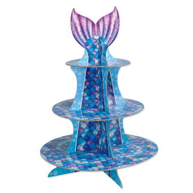 Beistle 53429 Mermaid Cupcake Stand, assembly required, 16"
