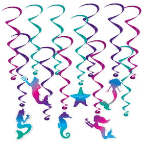 Beistle 53432 Mermaid Whirls, 6 whirls w/icons; 6 plain whirls, 17&#189;"-29&#189;"