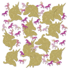 Beistle 53433 Unicorn Deluxe Sparkle Confetti, gold & iridescent