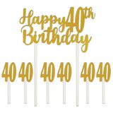 Beistle 53523-40 Happy 40th Birthday Cake Topper, 6-1 x 3½ '40' picks included, 6