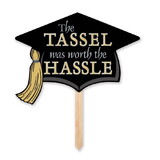 Beistle 53554 Grad Cap Yard Sign, attached to 24 pine stake, 13