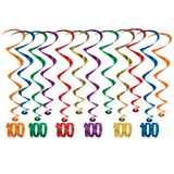 Beistle 53560-100 100 Whirls, asstd colors; 6 whirls w/icons; 6 plain whirls, 17½