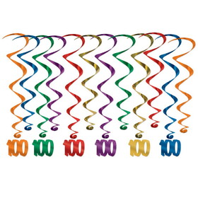 Beistle 53560-100 100 Whirls, asstd colors; 6 whirls w/icons; 6 plain whirls, 17&#189;"-32"