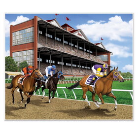 Beistle 53605 Horse Racing Insta-Mural Photo Op, complete wall decoration, 5' x 6'