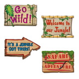 Beistle 53616 Jungle Sign Cutouts, prtd 2 sides; backside without 'words' for personalization, 18