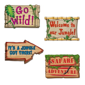 Beistle 53616 Jungle Sign Cutouts, prtd 2 sides; backside without 'words' for personalization, 18"-20"