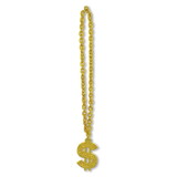 Beistle 53649 Gold Chain Beads w/ Medallion, 38