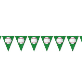 Beistle 53661 Baseball Pennant Banner, all-weather; 12 pennants/string, 11" x 12'