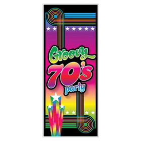 Beistle 53670 70's Groovy Party Door Cover, all-weather, 6' x 30"