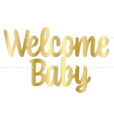 Beistle 53677-GD Foil Welcome Baby Streamer, gold; assembly required, 7