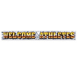 Beistle 53698 Metallic Welcome Athletes Fringe Banner, prtd 1-ply PVC fringe, 7½