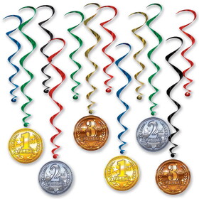 Beistle 53704 Award Medal Whirls, 6 whirls w/icons; 6 plain whirls, 17&#189;"-32"