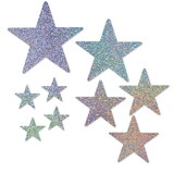 Beistle 53708 Pkgd Star Cutouts, glitter print 2 sides; 4-5 , 3-9 , 1-12 , 1-15 , Asstd