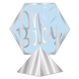 Beistle 53709 3-D Foil Oh Baby Centerpiece, lt blue & silver; assembly required, 11½
