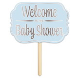Beistle 53715 Foil Welcome ToThe Baby Shower Yard Sign, foil/prtd 2 sides; attached to 24 pine stake, 10