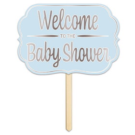 Beistle 53715 Foil Welcome ToThe Baby Shower Yard Sign, foil/prtd 2 sides; attached to 24 pine stake, 10" x 14&#189;"