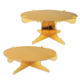 Beistle 53785-GD Metallic Cake Stands, gold; foil 2 sides; assembly required; 1-4 high & 1-6 high, 12½