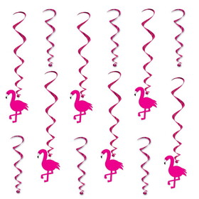 Beistle 53802 Flamingo Whirls, 6 whirls w/icons; 6 plain whirls, 17"-25&#189;"