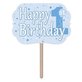 Beistle 53803-B 1st Birthday Yard Sign, prtd 2 sides; attached to 24 pine stake, 10" x 14&#189;"
