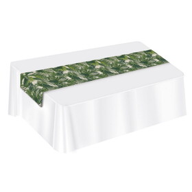 Beistle 53853 Palm Leaf Fabric Table Runner, 12" x 6'