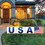 Beistle 53859 Plastic USA Yard Sign, 4 individual signs create 1-6' yard sign; 4 metal H stakes included; all-weather; assembly required, 11&#189;" x 6', Price/1/Package