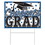 Beistle 53921-B Plastic Congrats Grad Yard Sign, blue; 1 metal H stake included; all-weather; assembly required, 11&#189;" x 15&#189;"