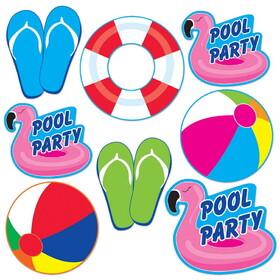 Beistle 53934 Pool Party Cutouts, prtd 2 sides, 9&#189;"-12"