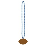 Beistle 53962-B Beads w/Football Medallion, blue, 33