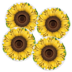 Beistle 53983 Plastic Sunflower Placemats, round, 13"
