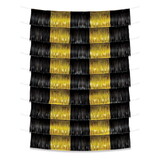 Beistle 53988-BKGD Metallic Fringe Garland Backdrop, black & gold; 9 individual garlands create 1-backdrop; assembly required, 9¾
