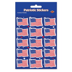 Beistle 54017 U S Flag Stickers, 4&#190;" x 7&#189;"